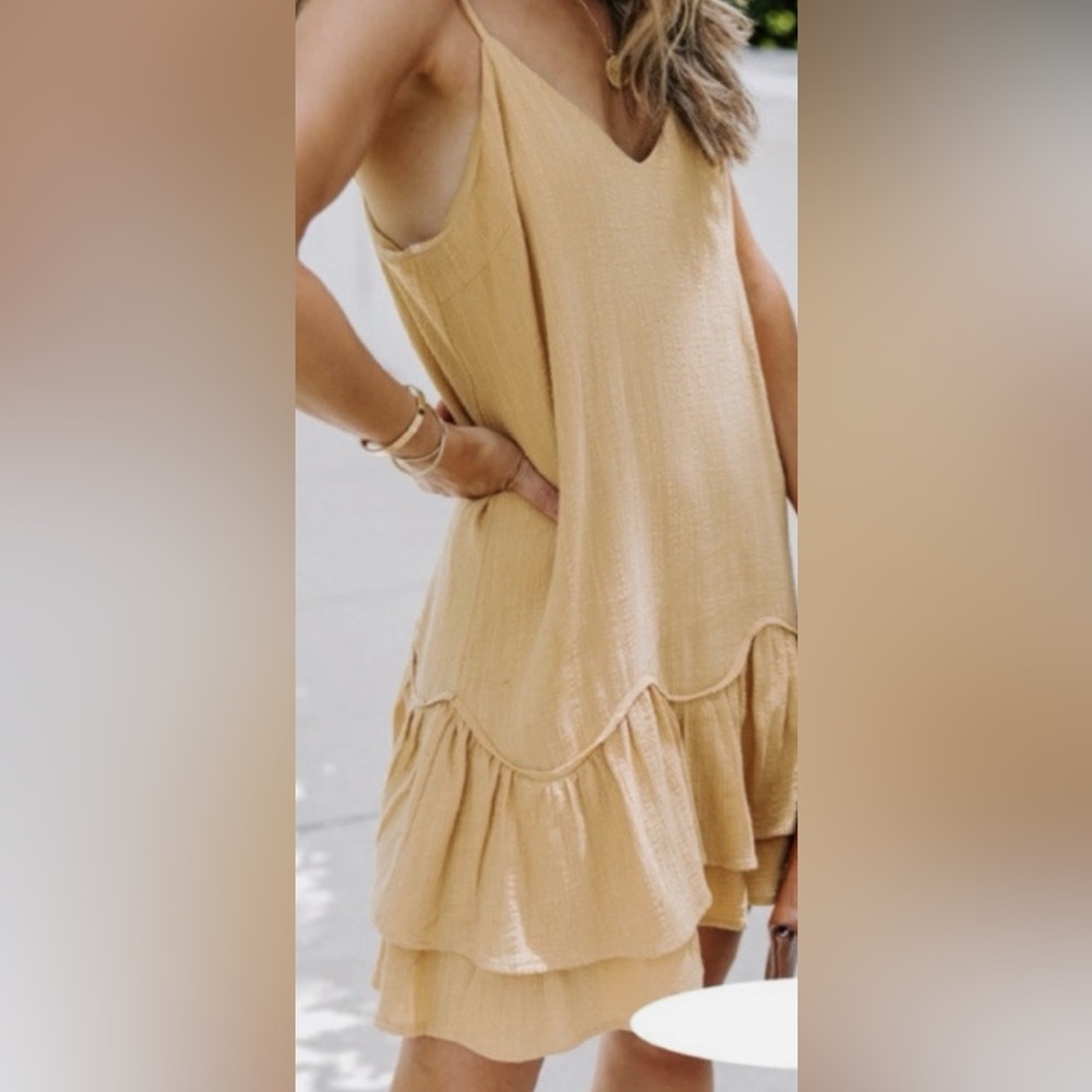 Impressions Boutique Medium Gauze Ruffle hem swing Mini Dress